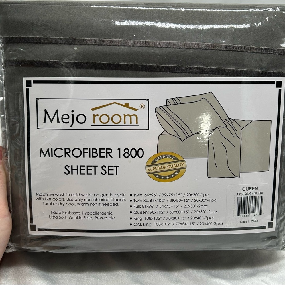 Mejo Room Microfiber Sheets 4 piece 1800 Thread Ct Gray Queen Size NWT Soft